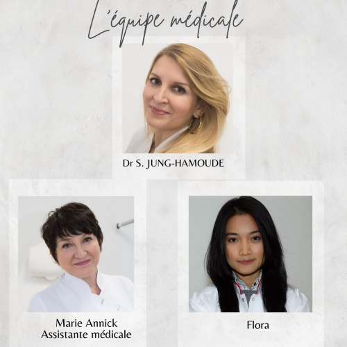 l'équipe médicale elysées derm paris 8 champs élysées avec Dr Solange Jung-Hamoudé